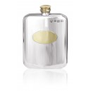 Rounded Pewter Hipflask With Brass Plate